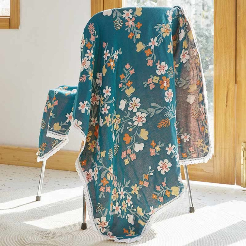Badetuch aus Baumwolle mit feinem Blumenmuster 90 x 180 cm