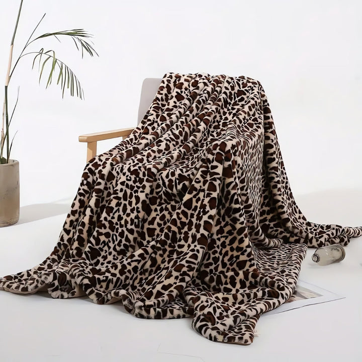 Kunstfelldecke mit Leopardenmuster