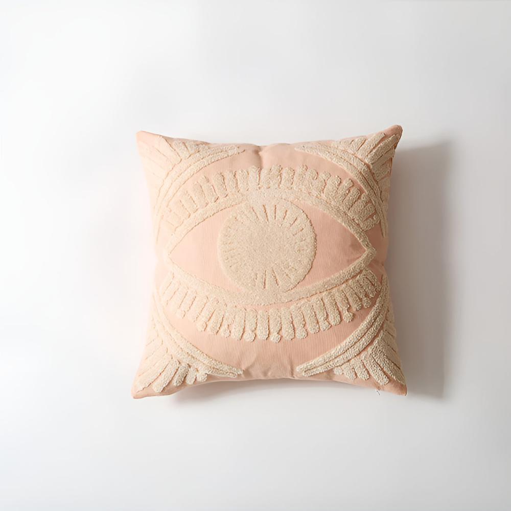 Boho-Kissenbezug mit gesticktem Augenmotiv 45 x 45 cm