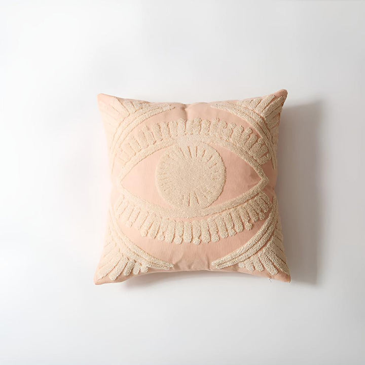 Boho-Kissenbezug mit gesticktem Augenmotiv 45 x 45 cm