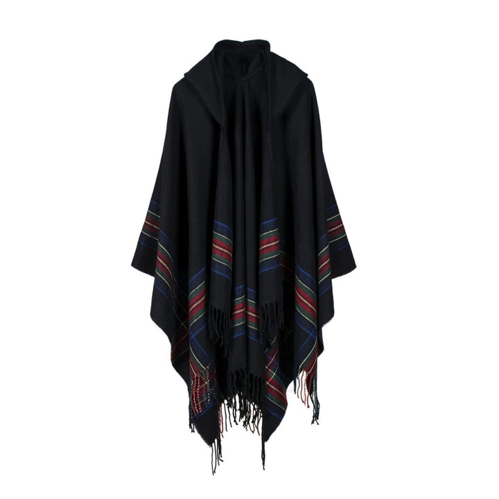 Gestreifter Poncho mit Kapuze