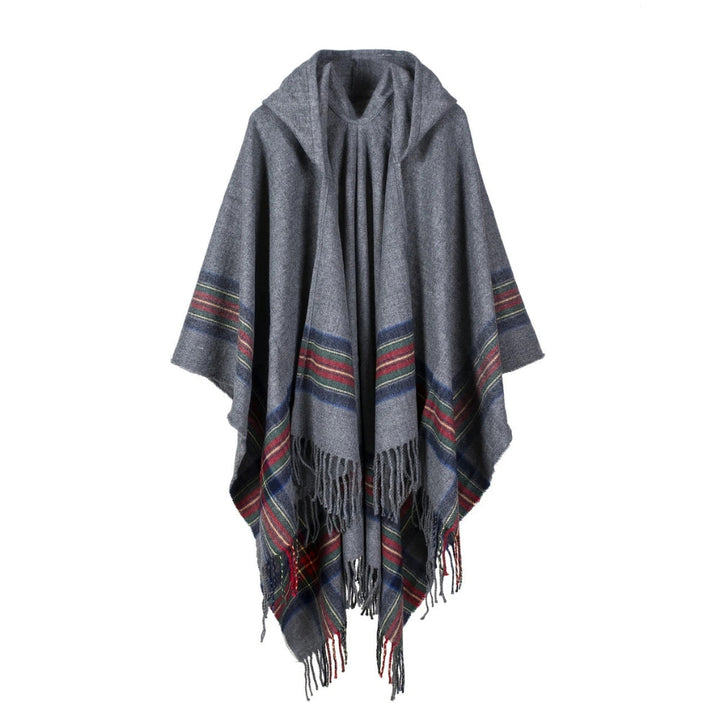 Gestreifter Poncho mit Kapuze