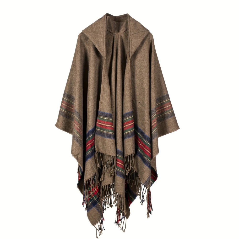 Gestreifter Poncho mit Kapuze