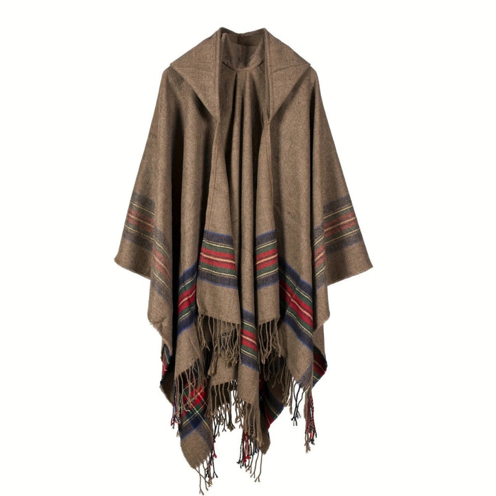 Gestreifter Poncho mit Kapuze