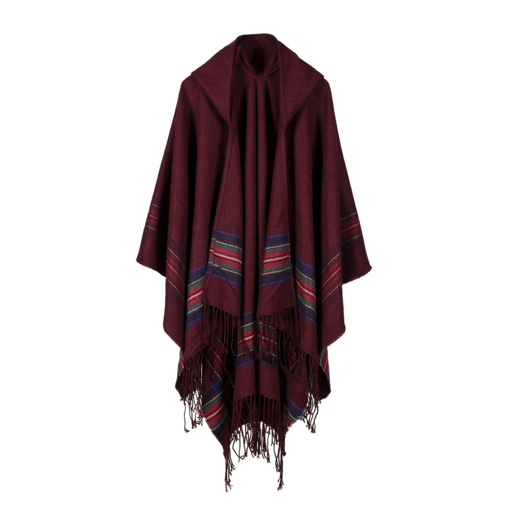 Gestreifter Poncho mit Kapuze