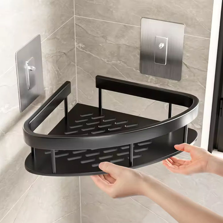 Duschablage aus Aluminium mit geschwungener Front