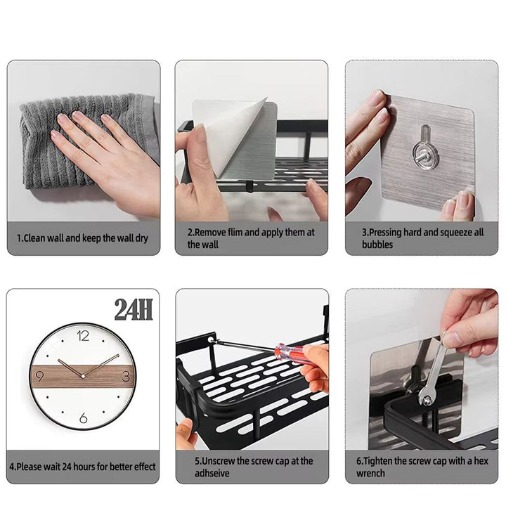 Duschablage aus Aluminium mit geschwungener Front