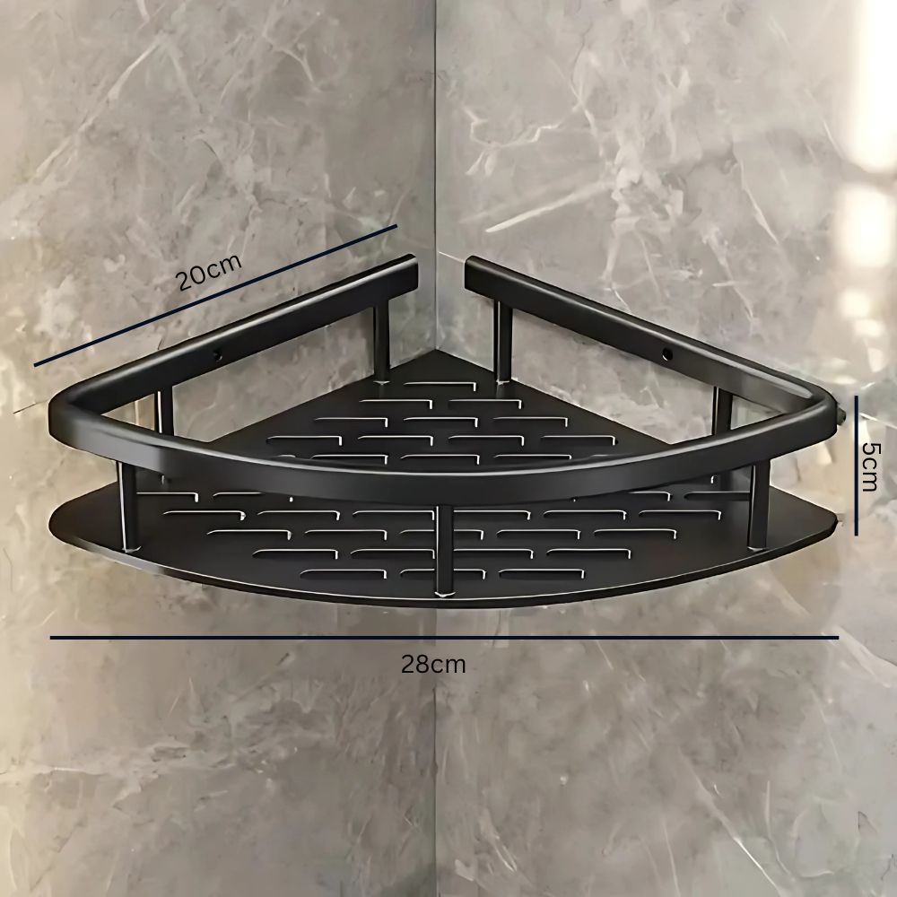 Duschablage aus Aluminium mit geschwungener Front