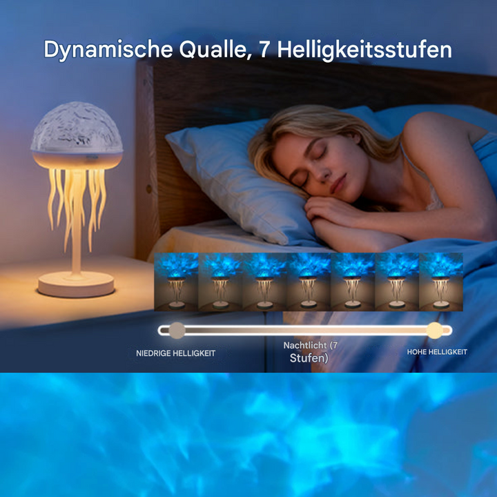 LED Qualle Lampe – Meeresprojektor &amp; Nachtlicht für Wohnzimmer, Kinderzimmer &amp; Schlafzimmer – 3D Qualle Deko Licht mit Farbwechsel