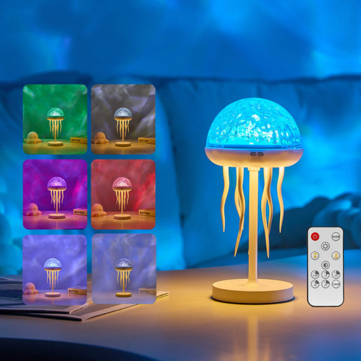 LED Qualle Lampe – Meeresprojektor &amp; Nachtlicht für Wohnzimmer, Kinderzimmer &amp; Schlafzimmer – 3D Qualle Deko Licht mit Farbwechsel