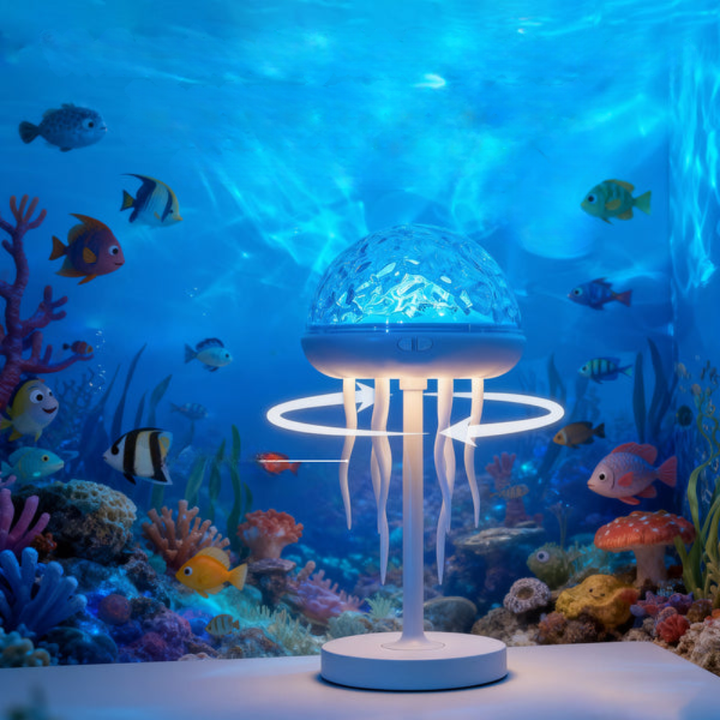 LED Qualle Lampe – Meeresprojektor &amp; Nachtlicht für Wohnzimmer, Kinderzimmer &amp; Schlafzimmer – 3D Qualle Deko Licht mit Farbwechsel