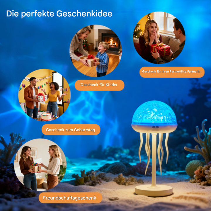 LED Qualle Lampe – Meeresprojektor &amp; Nachtlicht für Wohnzimmer, Kinderzimmer &amp; Schlafzimmer – 3D Qualle Deko Licht mit Farbwechsel
