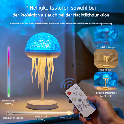 LED Qualle Lampe – Meeresprojektor & Nachtlicht für Wohnzimmer, Kinderzimmer & Schlafzimmer – 3D Qualle Deko Licht mit Farbwechsel