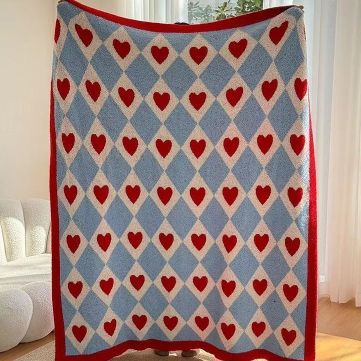 Decke mit Rautenmuster und Herzmotiv 120 x 160 cm