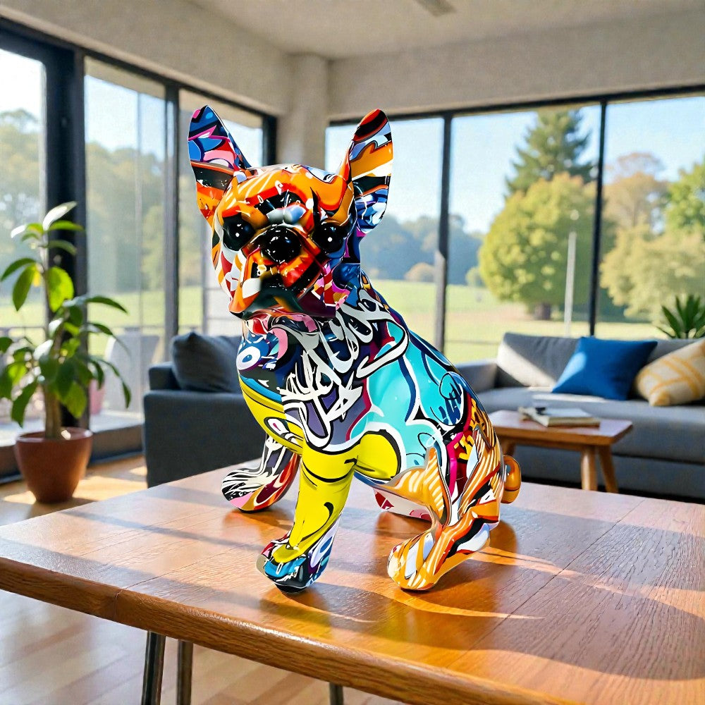 Bulldoggenfigur im Graffiti-Stil