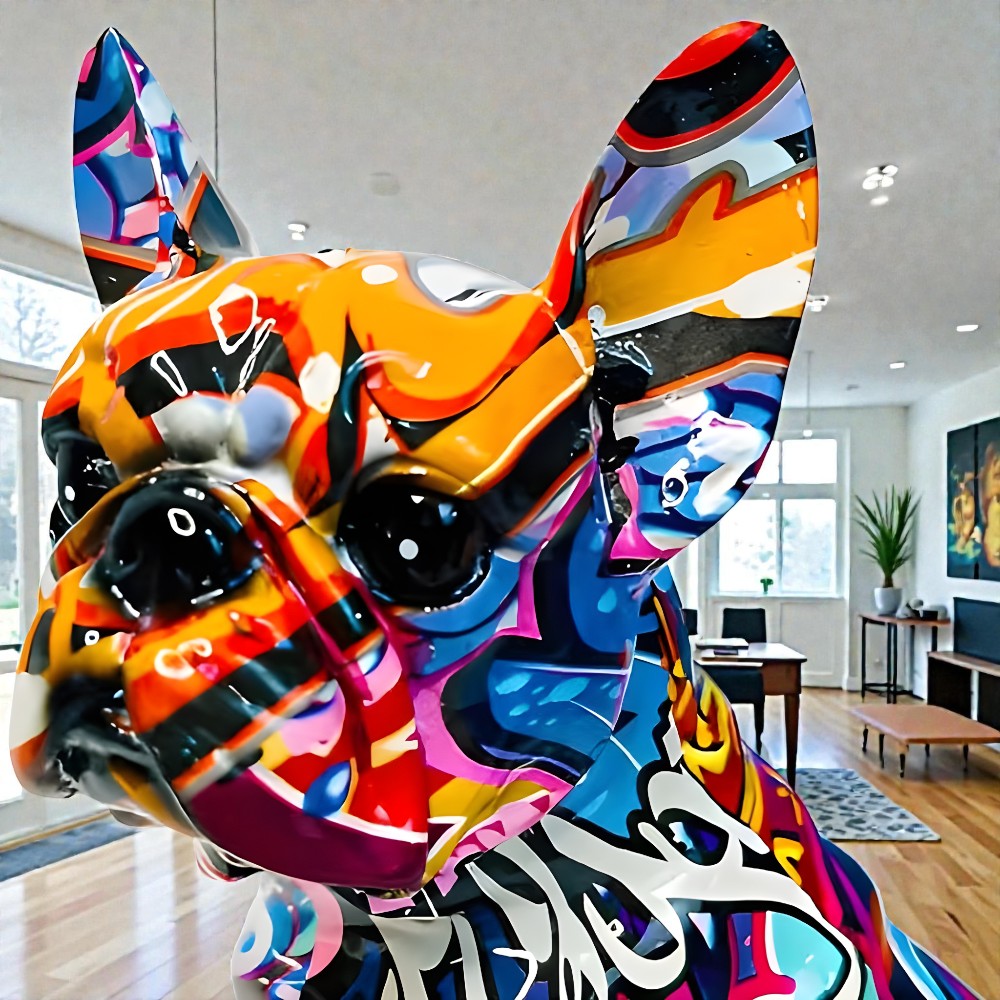 Bulldoggenfigur im Graffiti-Stil