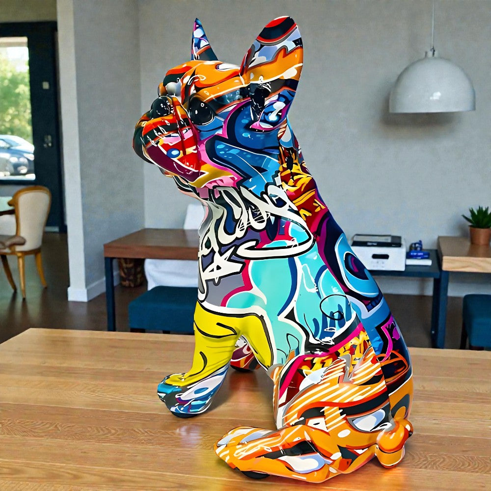 Bulldoggenfigur im Graffiti-Stil