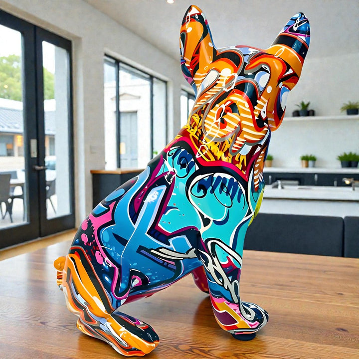 Bulldoggenfigur im Graffiti-Stil