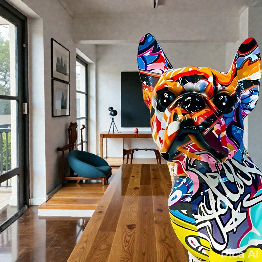 Bulldoggenfigur im Graffiti-Stil