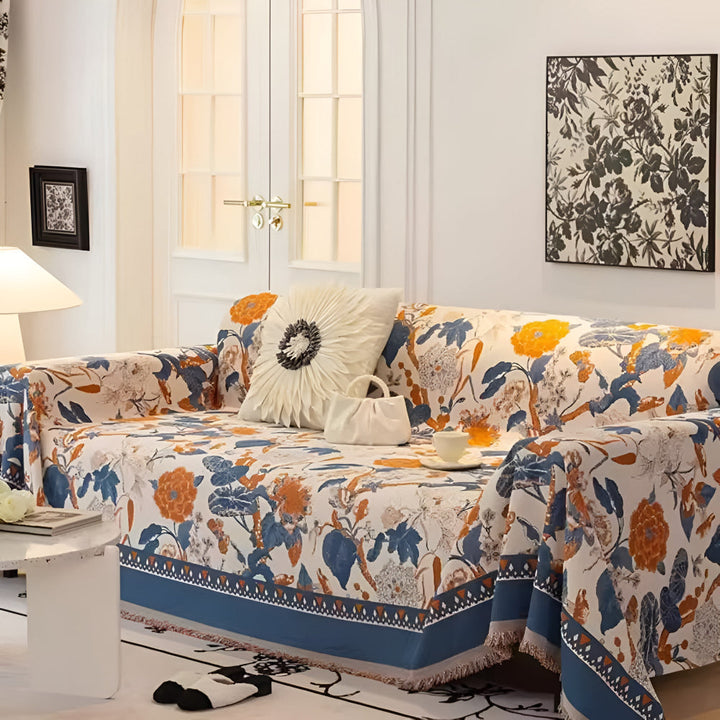 Chenille-Jacquard-Sofadecke mit Rankenmuster