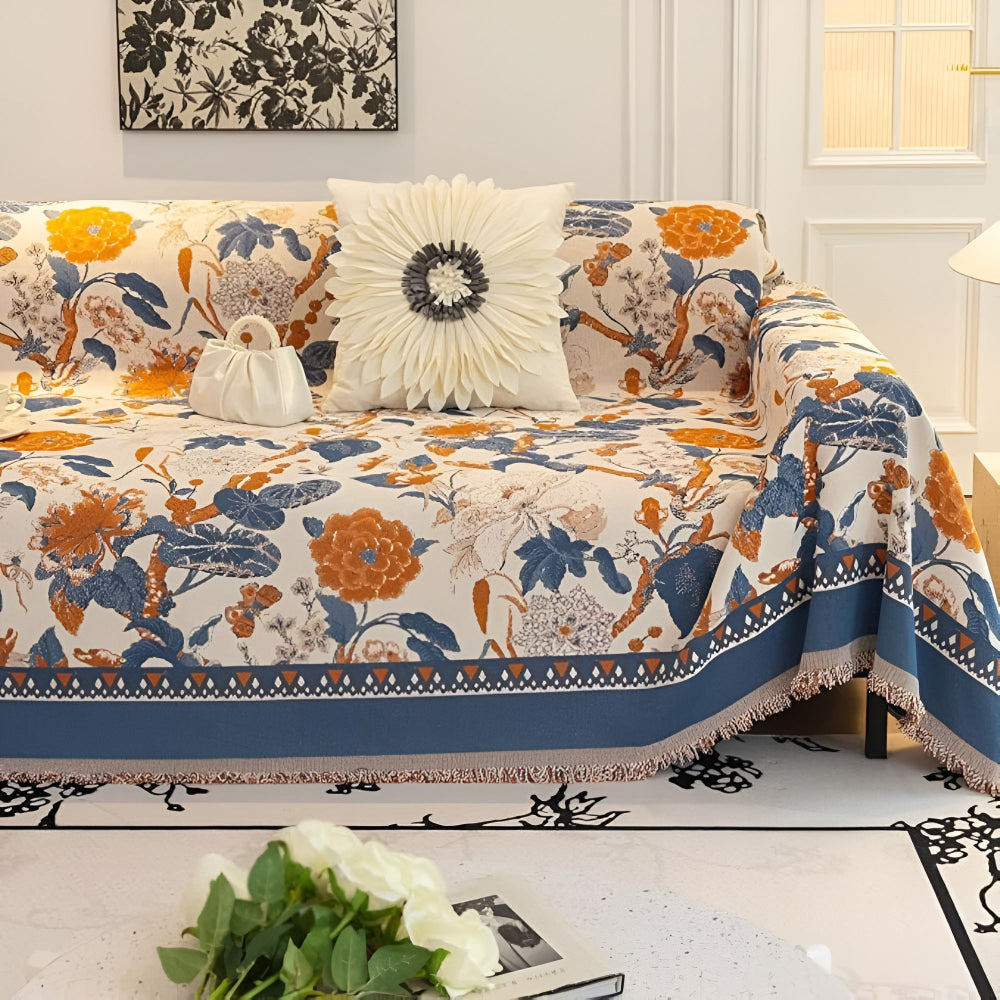 Chenille-Jacquard-Sofadecke mit Rankenmuster