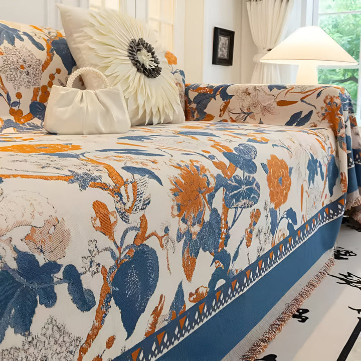 Chenille-Jacquard-Sofadecke mit Rankenmuster