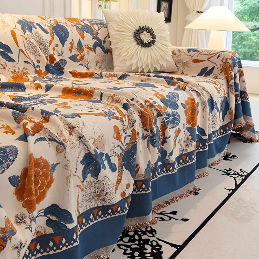 Chenille-Jacquard-Sofadecke mit Rankenmuster
