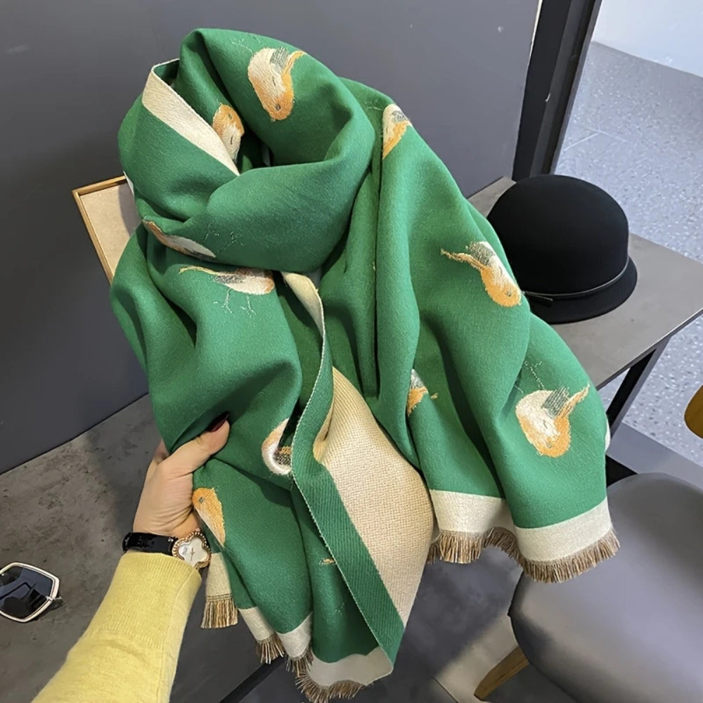 Jacquard-Stola mit Vogelmuster