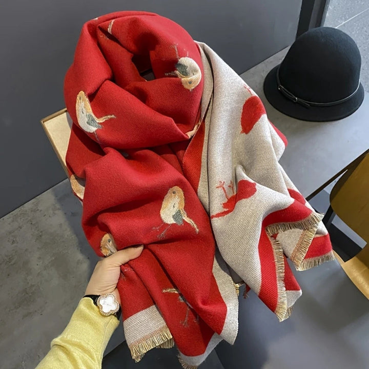 Jacquard-Stola mit Vogelmuster