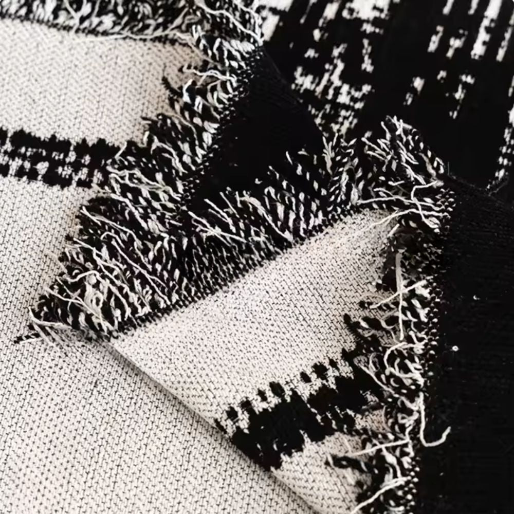 Sofadecke aus Chenille mit Bambusmotiv und Fransen