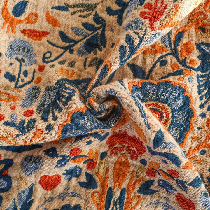 Tagesdecke aus Baumwolle mit Vogel- und Blumenmuster