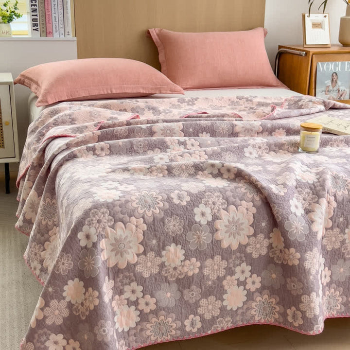 Wendedecke aus Baumwoll-Musselin mit rustikalem Blumenmuster