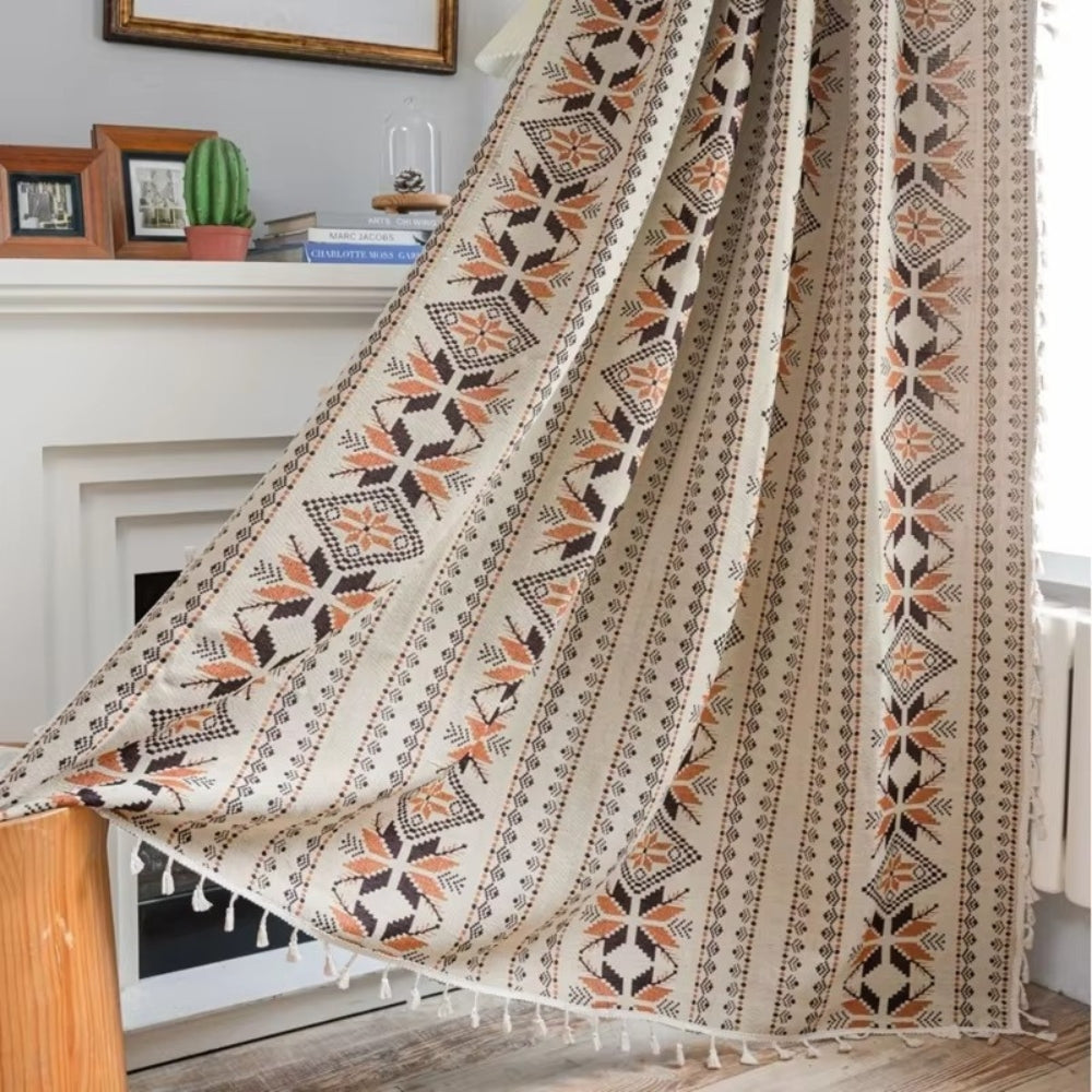 Halbverdunkelnder Vorhang mit geometrischem Boho-Muster
