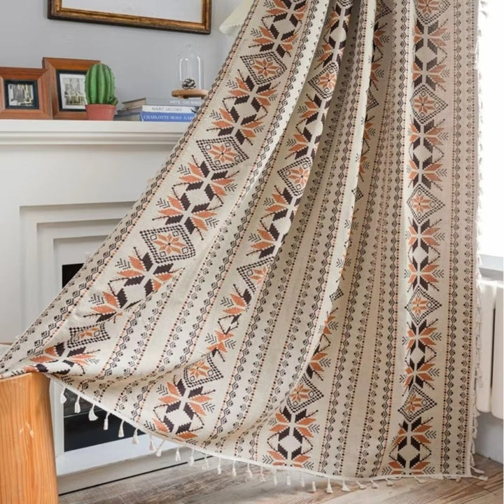 Halbverdunkelnder Vorhang mit geometrischem Boho-Muster