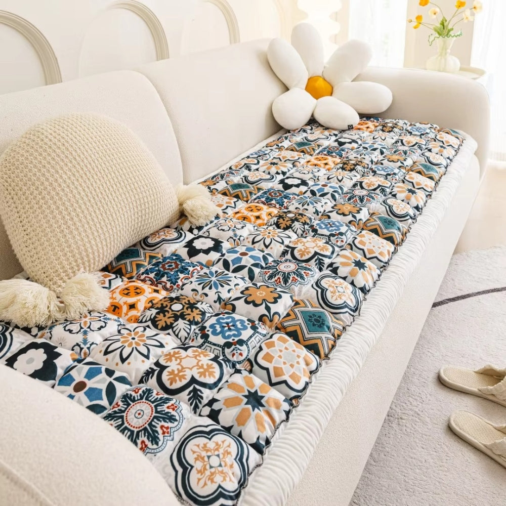 Gesteppte Sofadecke mit Boho-Muster