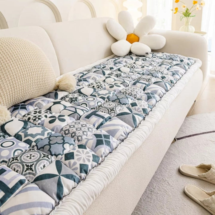 Gesteppte Sofadecke mit Boho-Muster