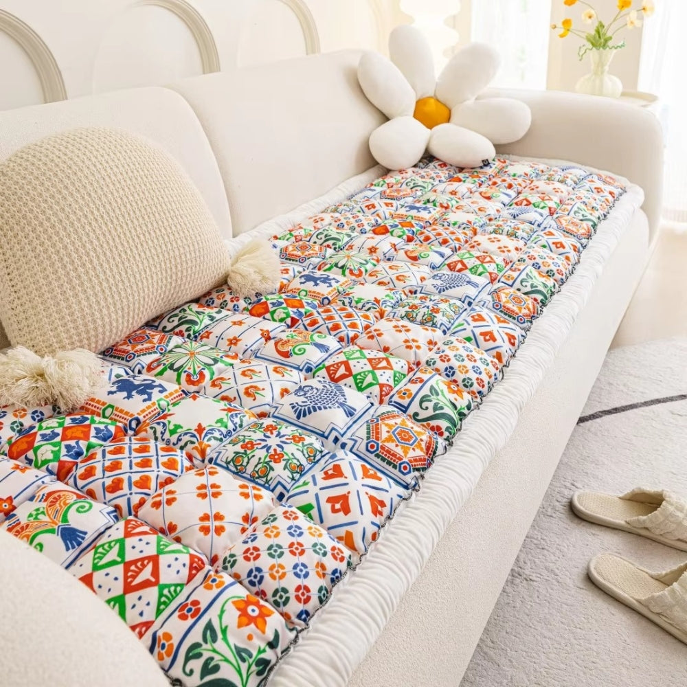 Gesteppte Sofadecke mit Boho-Muster