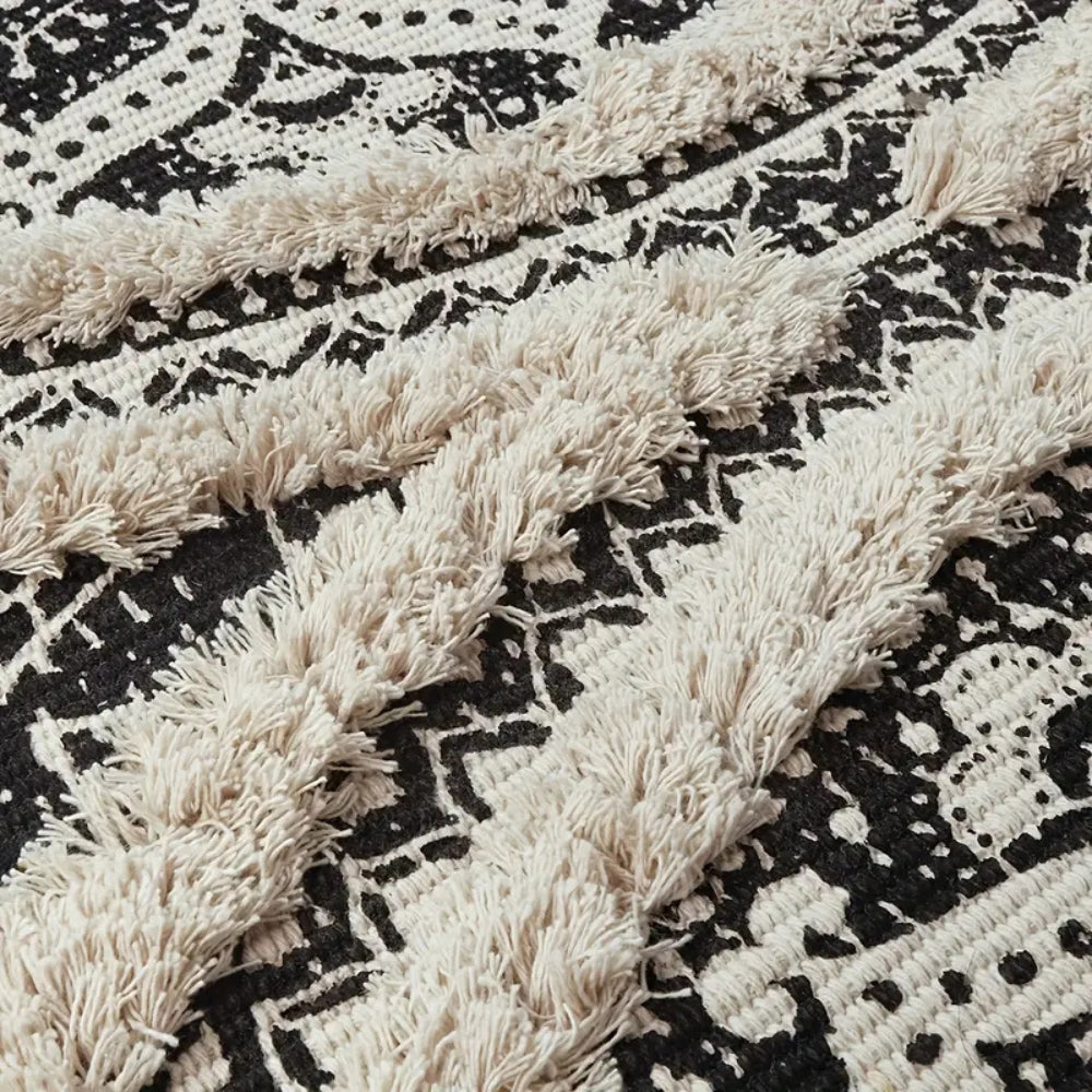Boho-Läufer in Schwarz und Creme
