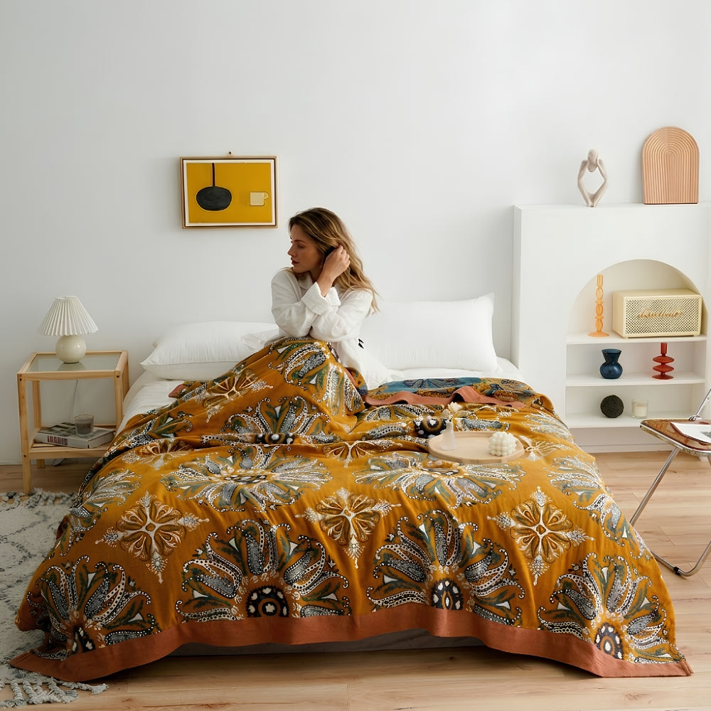 Wendedecke aus Baumwolle mit Boho-Blumenmuster