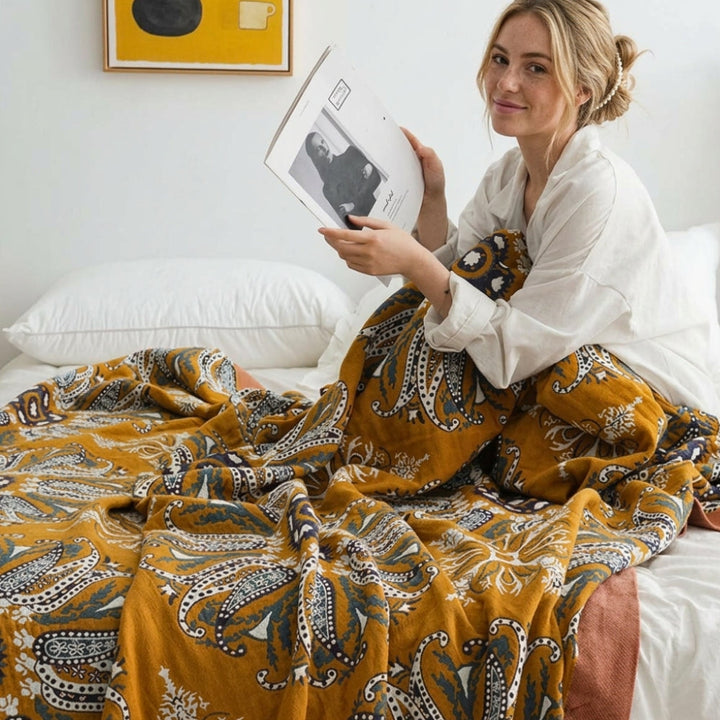 Wendedecke aus Baumwolle mit Boho-Blumenmuster