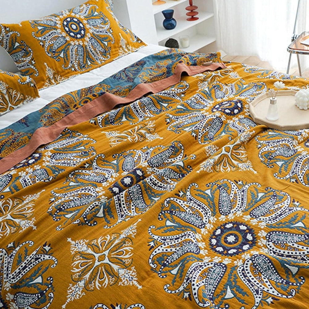 Wendedecke aus Baumwolle mit Boho-Blumenmuster