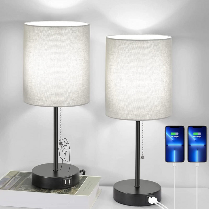 ChargeLume™ | LED Nachttischlampe mit USB Grau