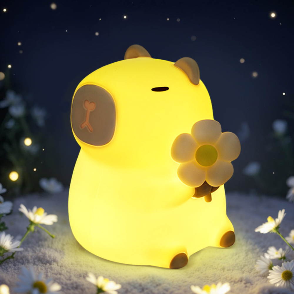 Tinylume™ | Tierisches LED-Nachtlicht Capybara Gänseblümchen