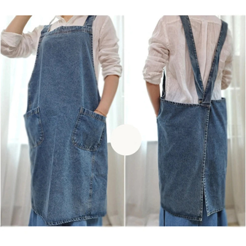Schürze aus Baumwoll-Denim mit Taschen