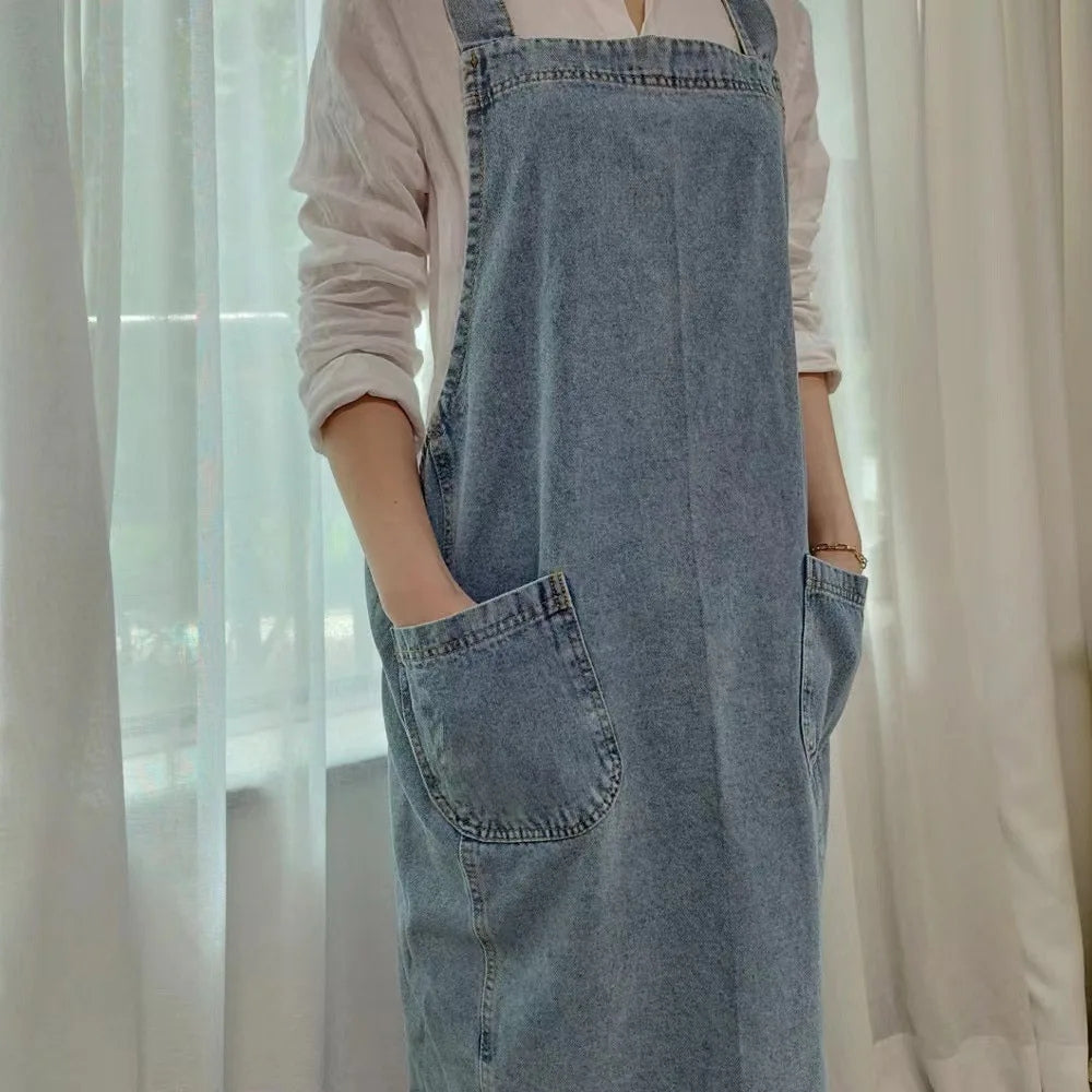 Schürze aus Baumwoll-Denim mit Taschen