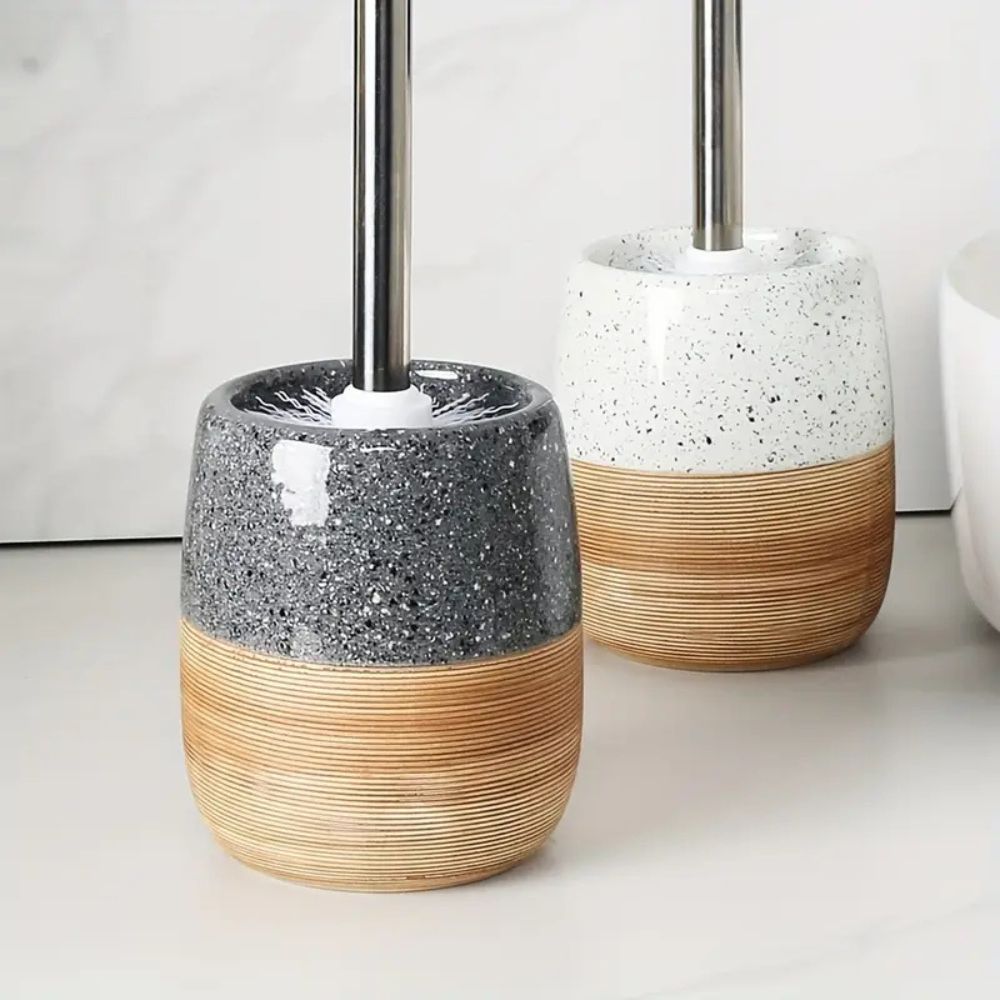WC-Bürste aus Keramik mit Holzgriff