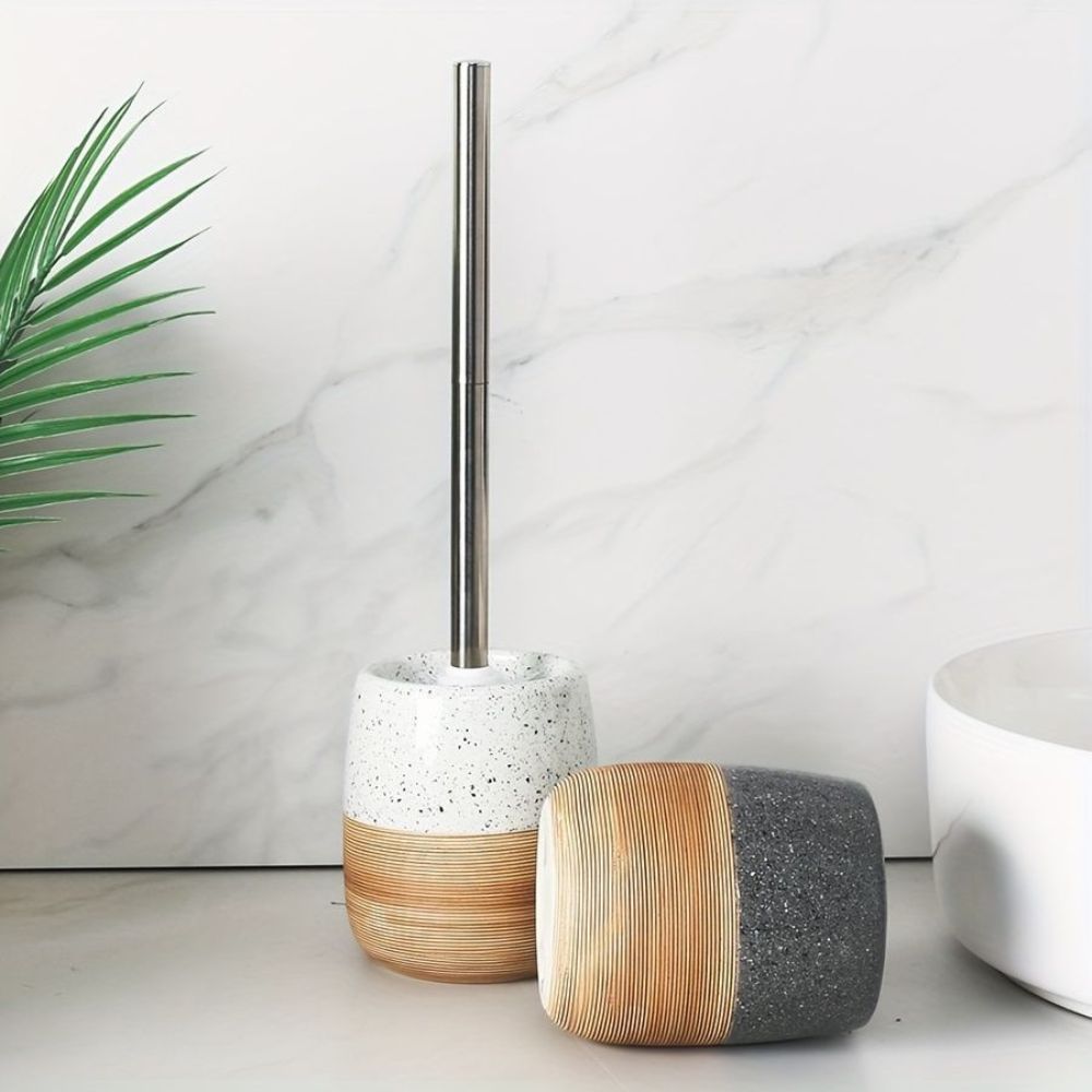 WC-Bürste aus Keramik mit Holzgriff