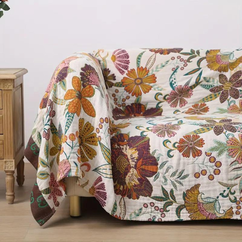 Wendbare Jacquarddecke aus Baumwolle mit Blumenmuster bis 230 x 250 cm