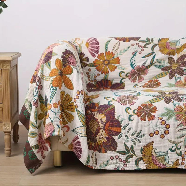 Wendbare Jacquarddecke aus Baumwolle mit Blumenmuster bis 230 x 250 cm