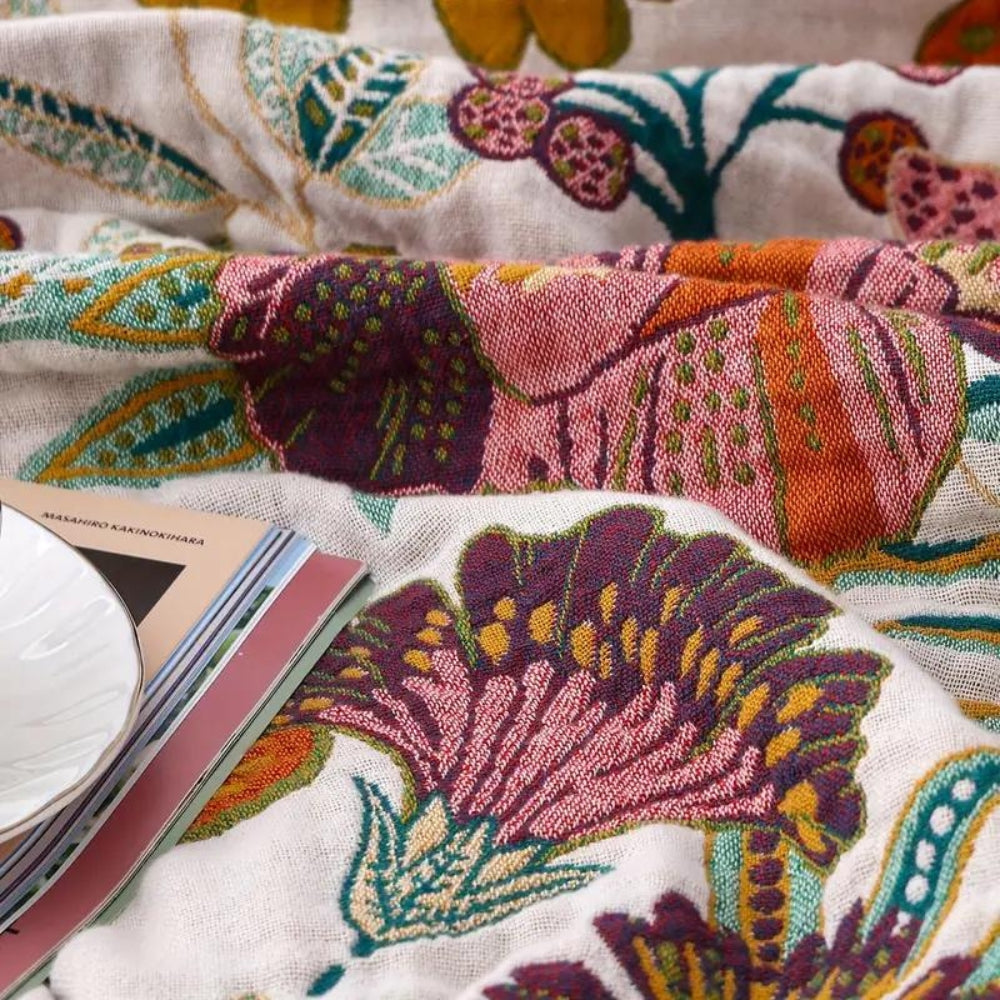 Wendbare Jacquarddecke aus Baumwolle mit Blumenmuster bis 230 x 250 cm